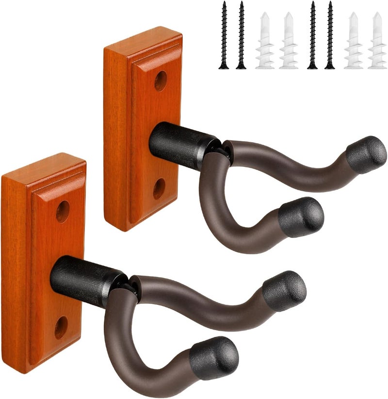 DIDA Guitar Wall Mount, Guitar Hanger, Silicone Pad, U-Shaped Guitar Wall Hanger Mount, Rotatable Guitar Holder Hook Stand Wall for Acoustic, Electric Guitar, Bass (Sapele 2 Pack) - Image 1
